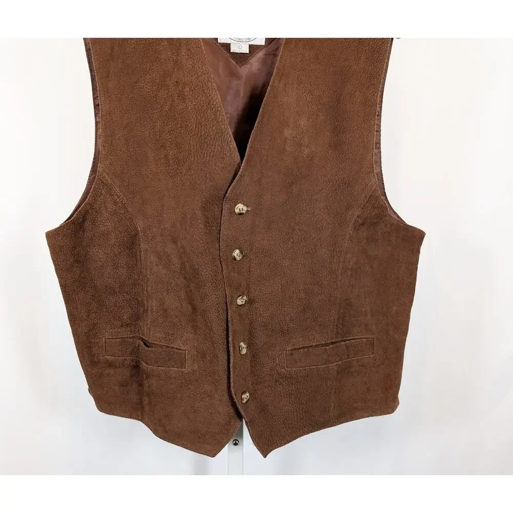 Vintage 90s Vest John Ashford Brown Suede Leather Western Men's Size L